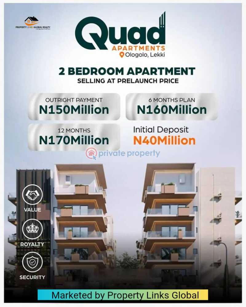 2 bedroom Penthouse For Sale Quad Apartment Very Close To Chevron And Circle Mall, Eleganza Mall This Property Is In Build Up Location. Ologolo Lekki Lagos - 5