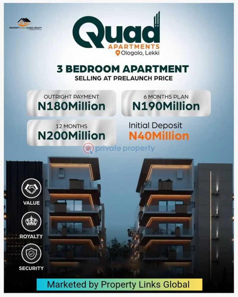 2 bedroom Penthouse For Sale Quad Apartment Very Close To Chevron And Circle Mall, Eleganza Mall This Property Is In Build Up Location. Ologolo Lekki Lagos - 4