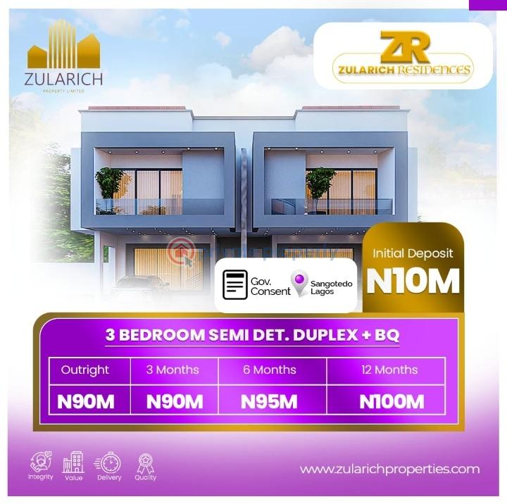 3 bedroom Terraced Duplex For Sale Ajayi Apata Estate, Sangotedo Lagos. Sangotedo Lagos - 1