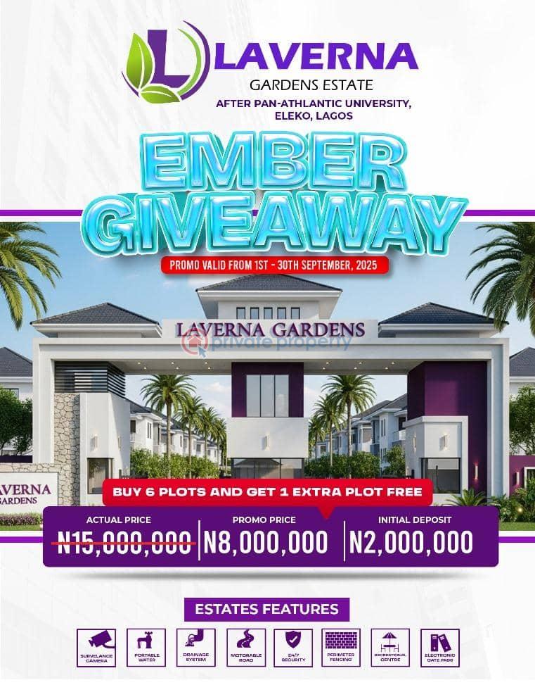 Residential Land For Sale Laverna Gardens Estate Located Just After Pan Atlantic University, Eleko Ibeju-Lekki Lagos