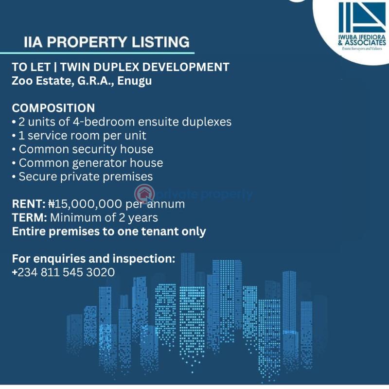 4 bedroom Semi detached Duplex For Rent Zoo Estate Enugu Suburb Enugu Area 