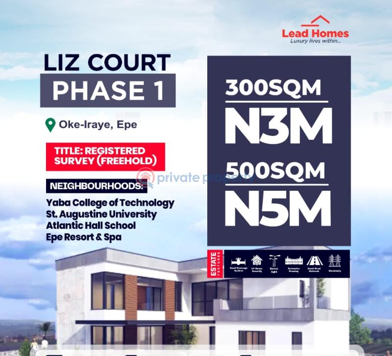 Mixed use Land For Sale Liz Court Phase 1 With Good Drainage System Oke Iraye Epe Lagos
