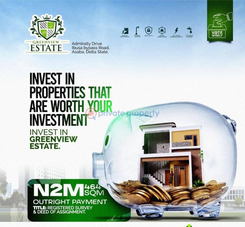 For sale Land Green View Estate By Admiralty Drive Ibusa Bypass Road 3minutes Drive From Ibusa