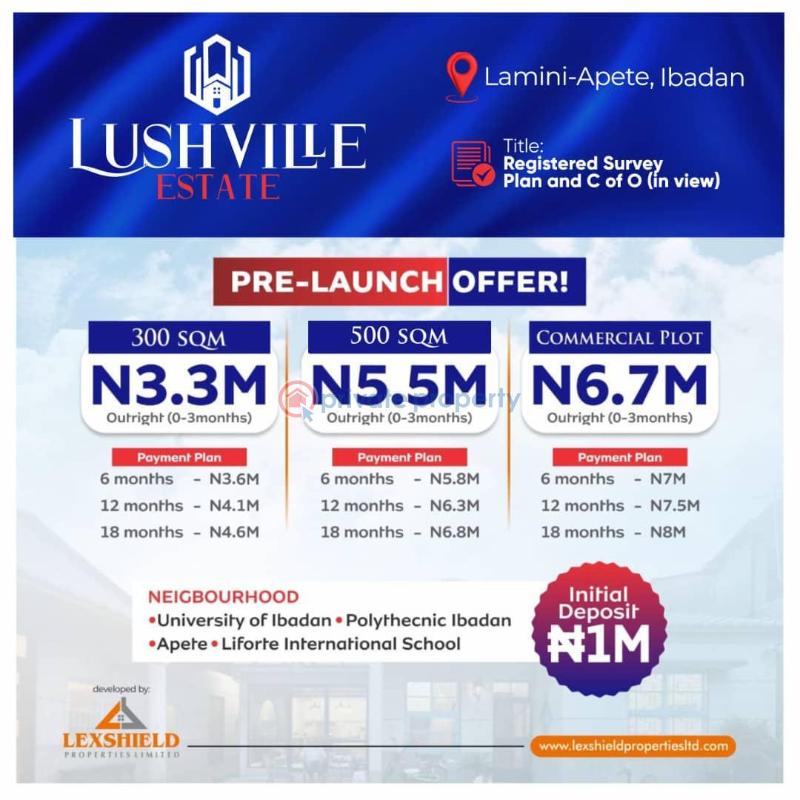 Mixed use Land For Sale Lushville Estate Located Lamini Apete In A Good Road Network Ibadan Oyo