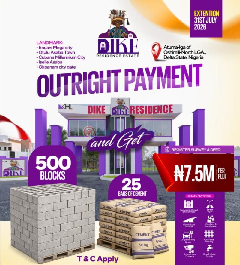Mixed use Land For Sale Dike Residence Estate With Located In Atuma Iga Oshimili North Asaba Delta