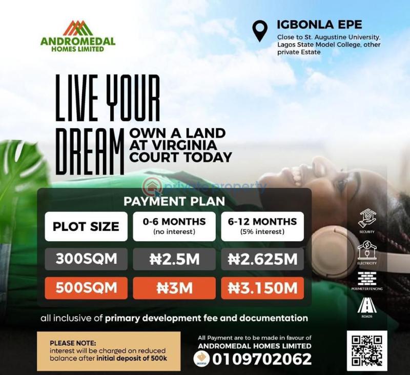 Virginia court igbonla epe 100%dry.  promising roi - 2 Land For Sale Fire Service , Agriculture Food Hub , Yaba Tech , Lagos State College. Epe Lagos - 2