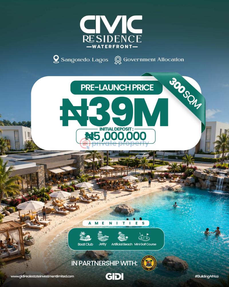 Residential Land For Sale Civic Residence Waterfront Sangotedo Sangotedo Ajah Lagos - 0