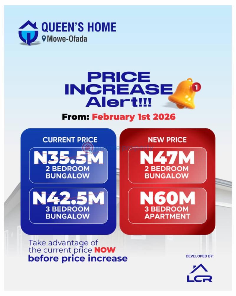 3 bedroom Bungalow For Sale Queens Homes, Mowe Mowe Ogun area  - 0