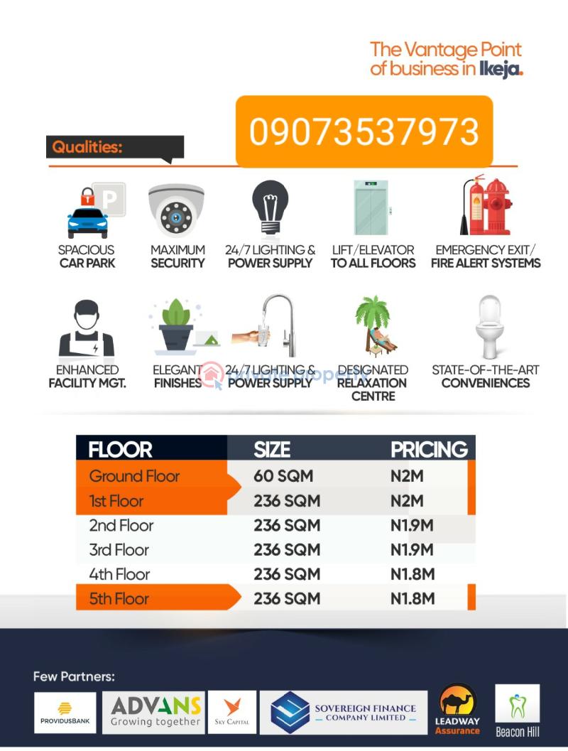 Office For Sale The Grosvenors Place, For Office Space/shop/mall. Good For Business Obafemi Awolowo Way Ikeja Lagos - 1