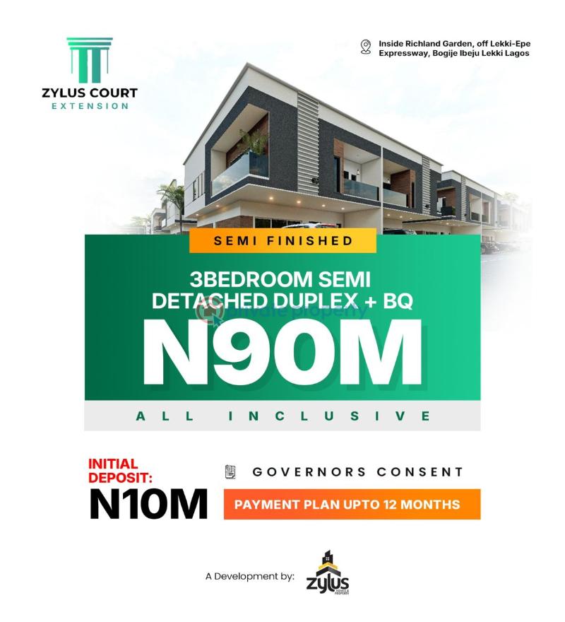 3 bedroom Detached Duplex For Sale Bogije Sangotedo Lagos