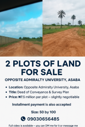 Land For Sale Umuezeagwu Opposite Admiralty University Oshimili North Delta