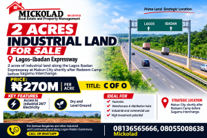Land For Sale After Redeem Camp Before Sagamu Interchange Mowe Ogun area 