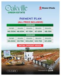 Mixed use Land For Sale Oakville Green Estate, Mowe Ofada Very Close To The Mowe Ogun area 