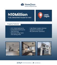 4 bedroom Detached Duplex For Rent Lekki Lagos