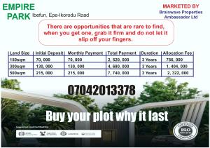 Residential Land For Sale Empire Estate Ogun Ogun area 