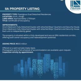 6 bedroom Detached Duplex For Sale G.r.a., Enugu Suburb Enugu Area 