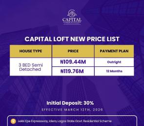 3 bedroom Semi detached Duplex For Sale Capital Gardens Estate Idera Scheme Lekki Epe Expressway Lagos Eleko Ibeju-Lekki Lagos